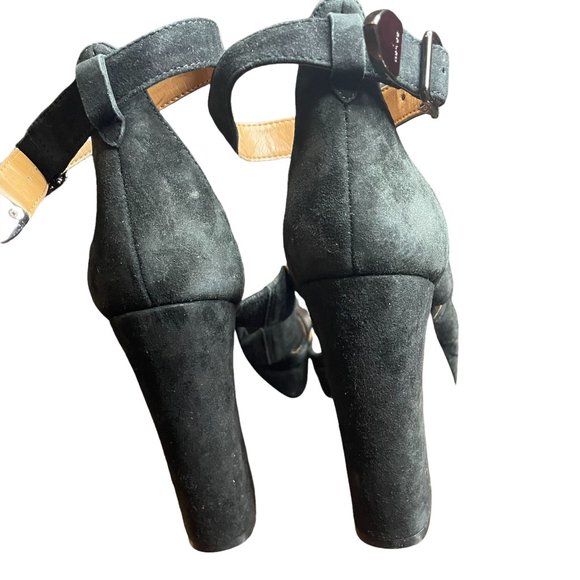 Coach Black Suede Platform Ankle Strap 4.5 Inch Heels Size 7 - Picture 5 of 10